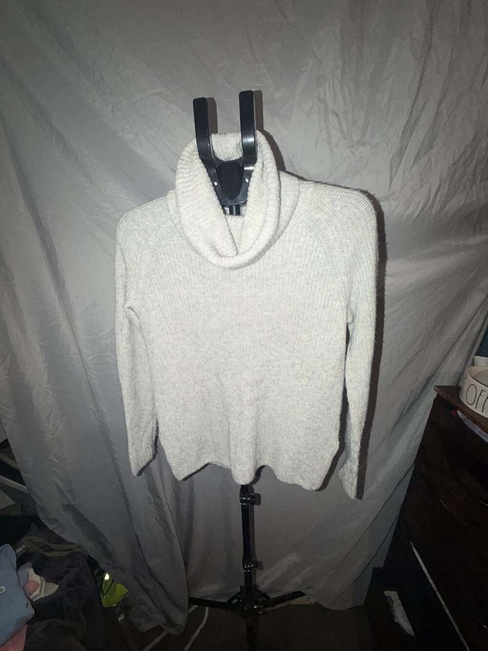Lilla P Cowl Neck Sweater Size XS Light Heather Grey Wool Blend